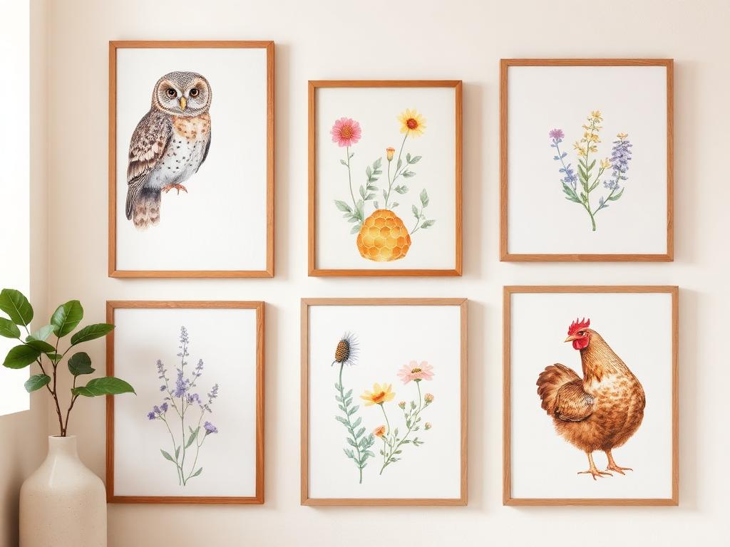 Framed farm-inspired art prints